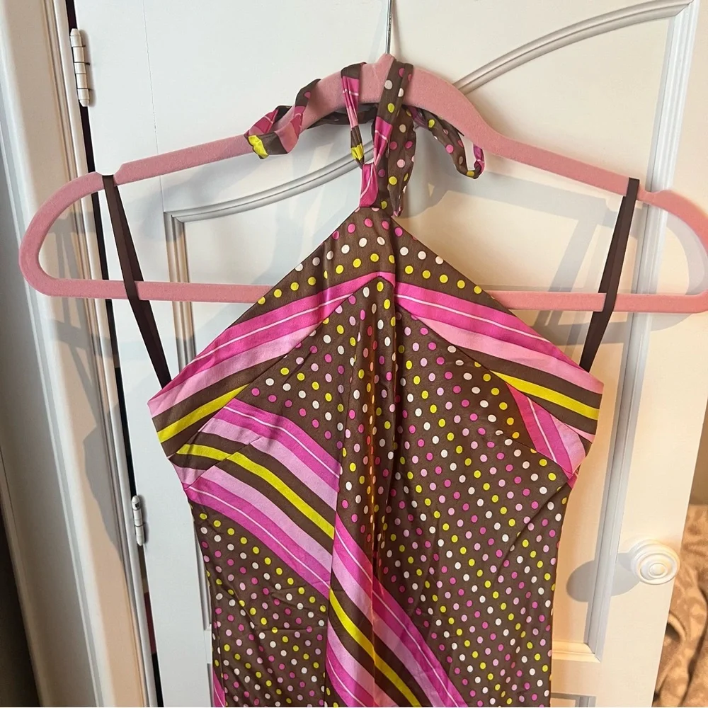 Vintage 100% Silk Halter Midi Dress - Picture 2 of 8